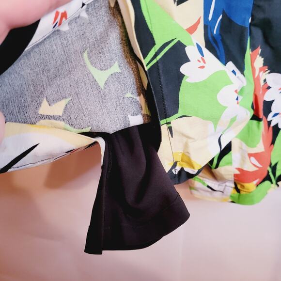 1901 womens black and green floral print cotton poplin v-neck romper size XS - Picture 6 of 10